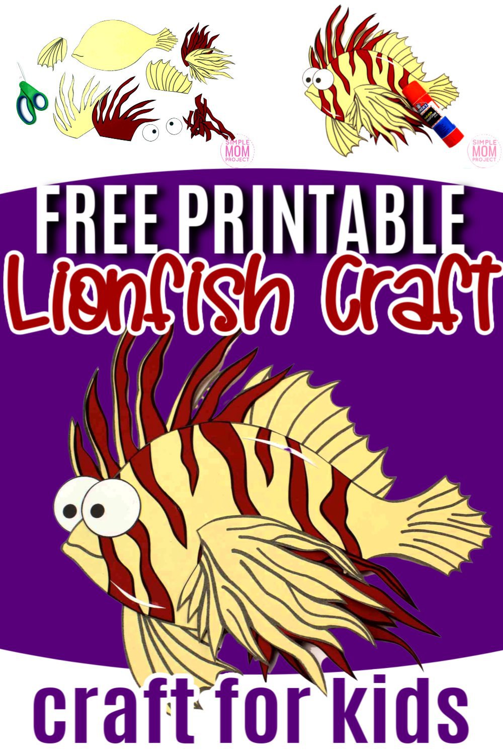 Free Printable Lionfish Ocean Animal Craft for Kids, preschoolers and toddlers