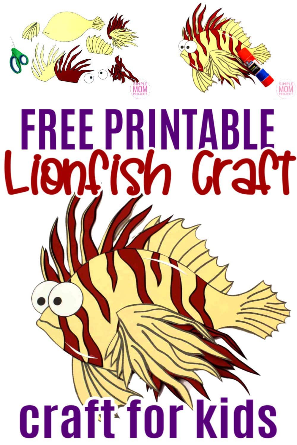 Free Printable Lionfish Ocean Animal Craft for Kids, preschoolers and toddlers