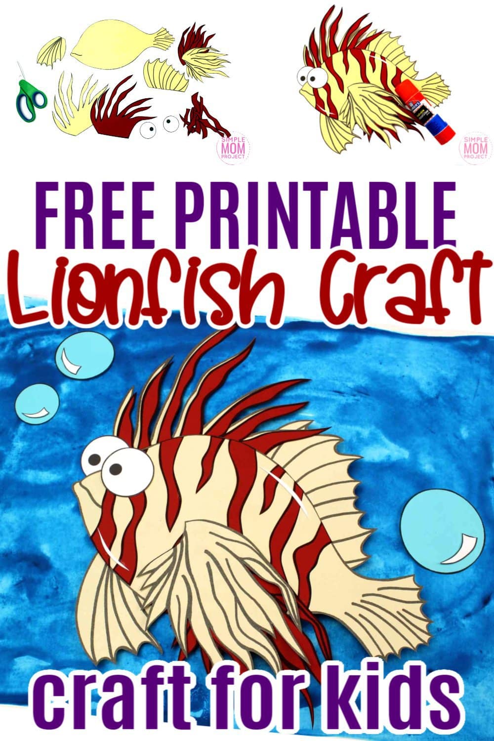 Free Printable Lionfish Ocean Animal Craft for Kids, preschoolers and toddlers