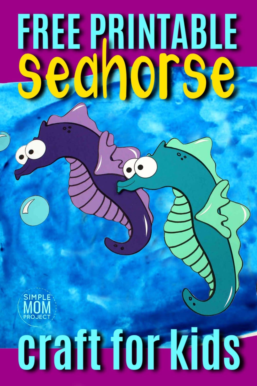 Free Printable Seahorse Ocean Animal Craft for Kids, preschoolers and toddlers