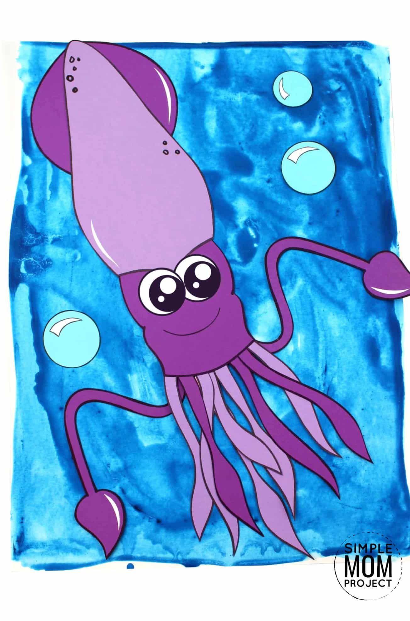 Free Printable Squid Ocean Animal Craft for Kids, preschoolers and toddlers