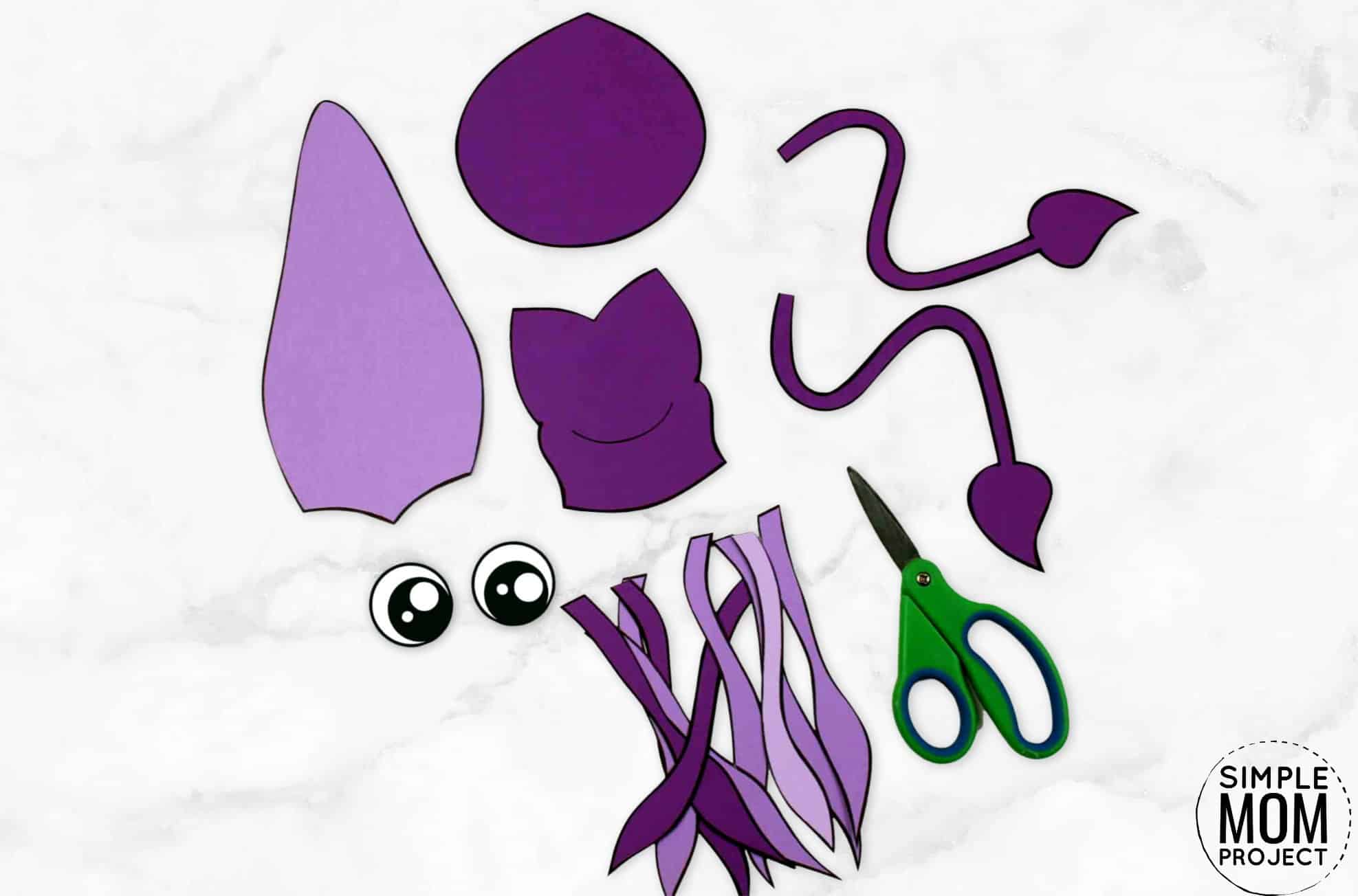 Free Printable Squid Ocean Animal Craft for Kids, preschoolers and toddlers