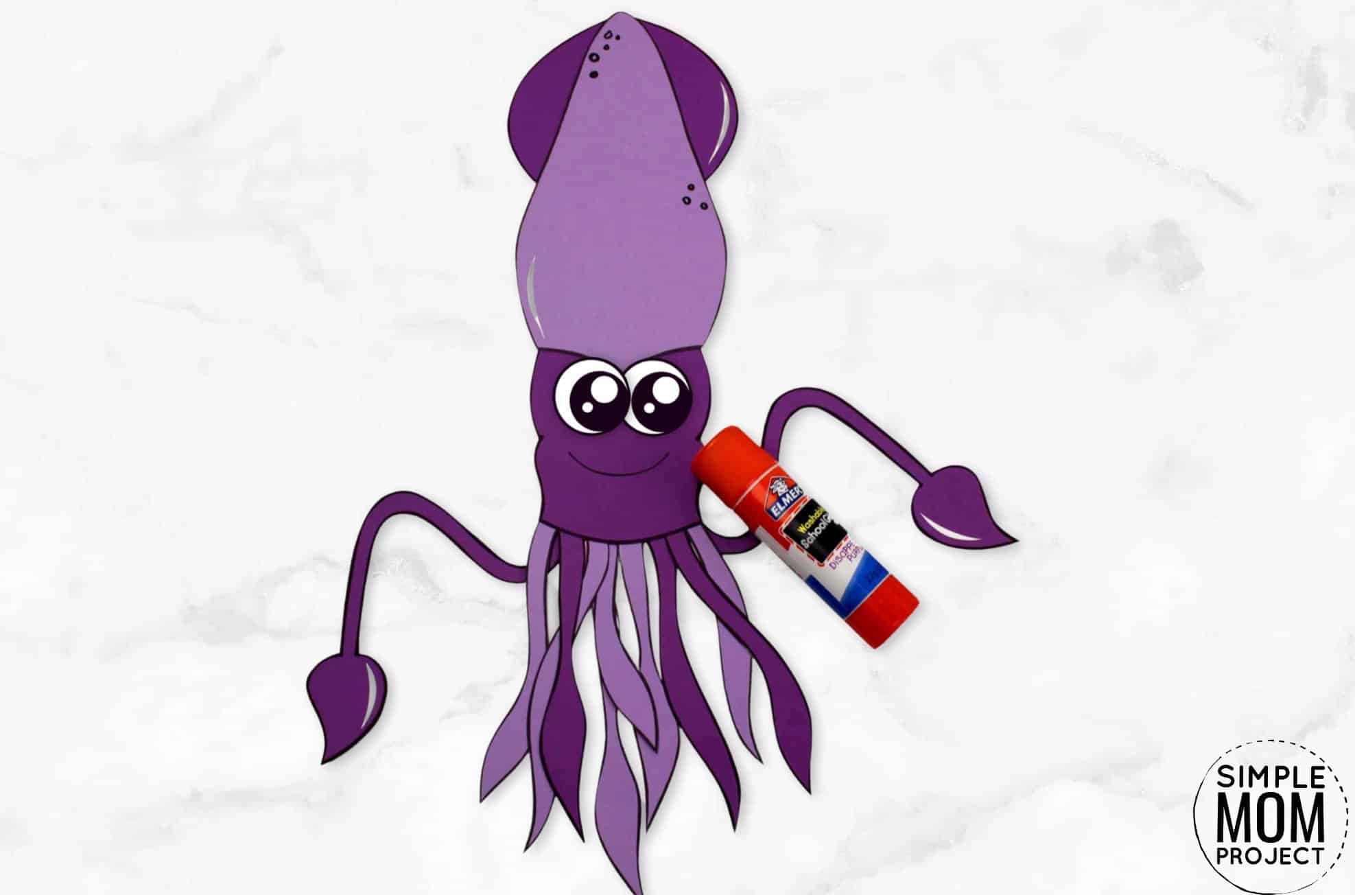 Free Printable Squid Ocean Animal Craft for Kids, preschoolers and toddlers