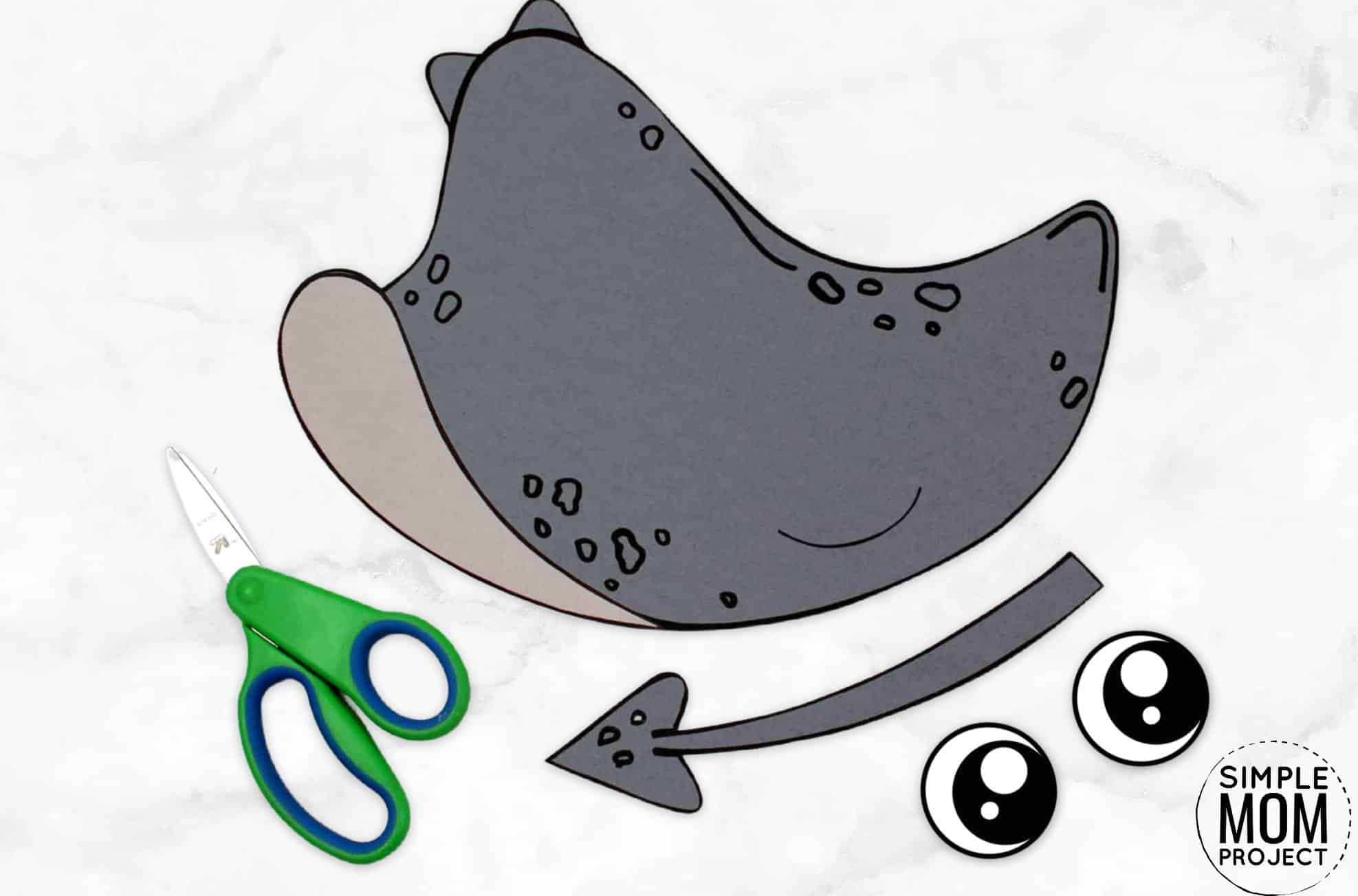Free Printable Stingray Ocean Animal Craft for Kids, preschoolers and toddlers 