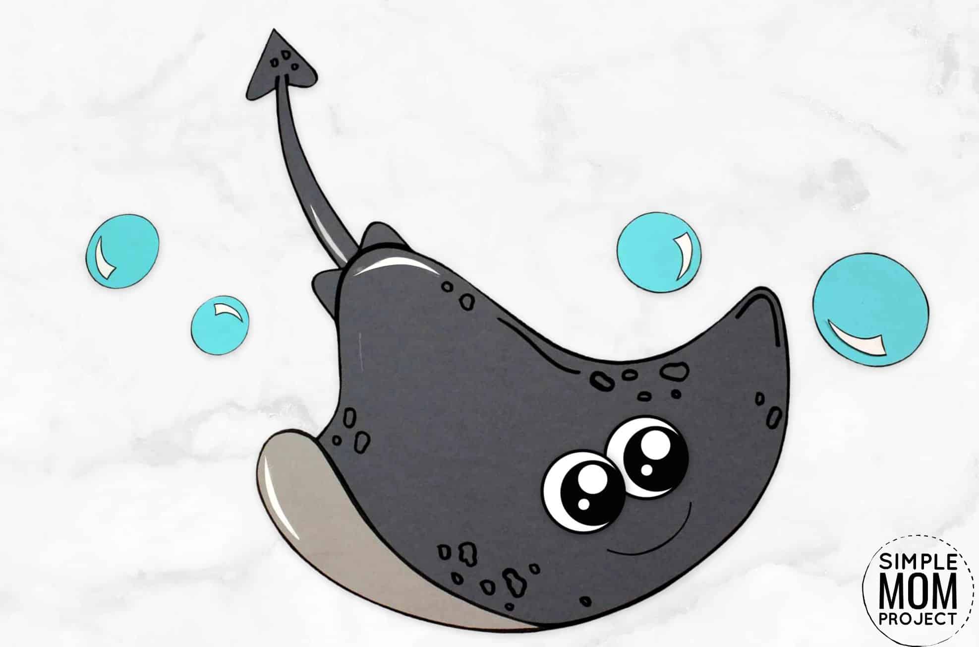 Free Printable Stingray Ocean Animal Craft for Kids, preschoolers and toddlers 