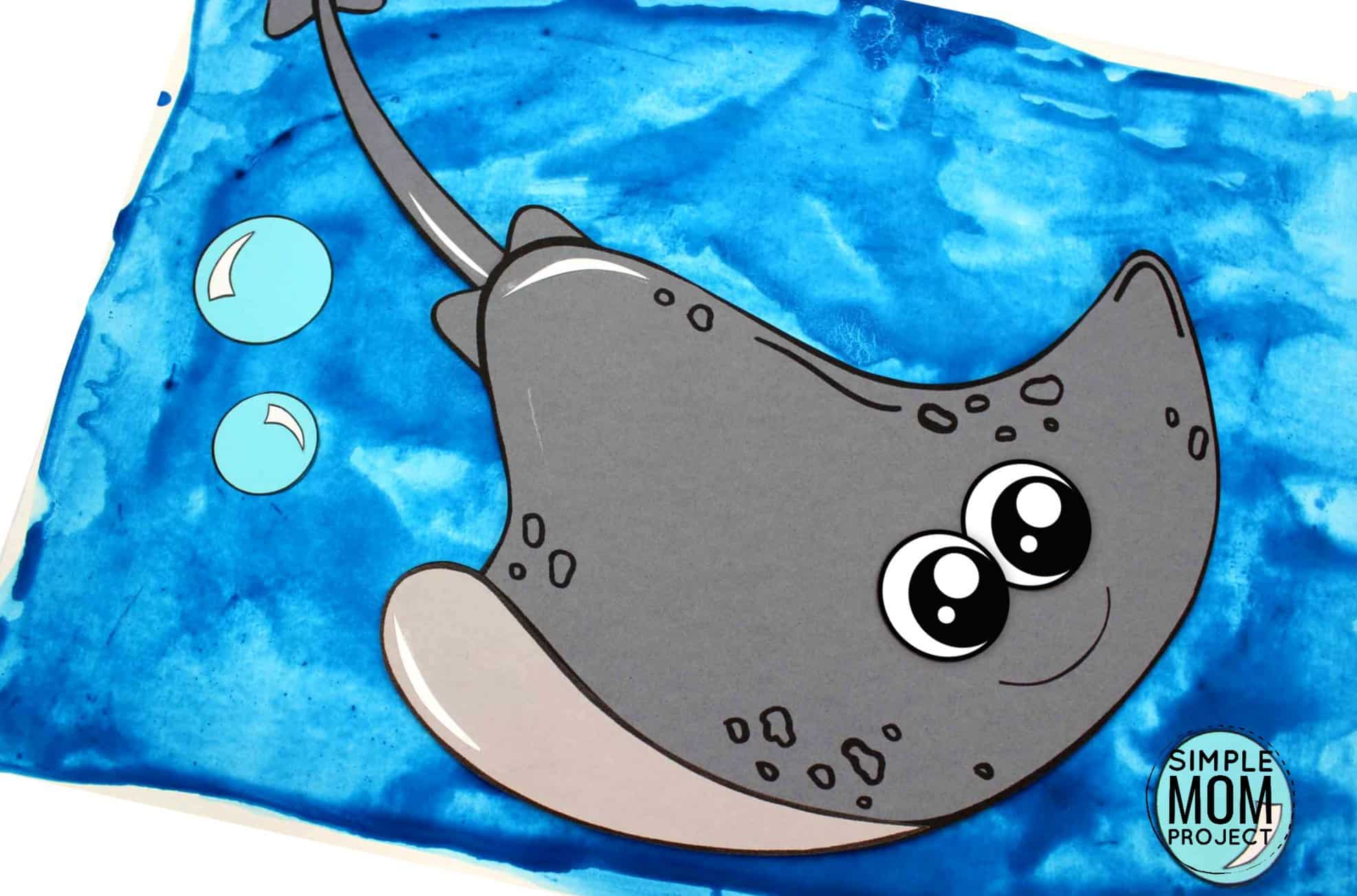 Free Printable Stingray Ocean Animal Craft for Kids, preschoolers and toddlers 