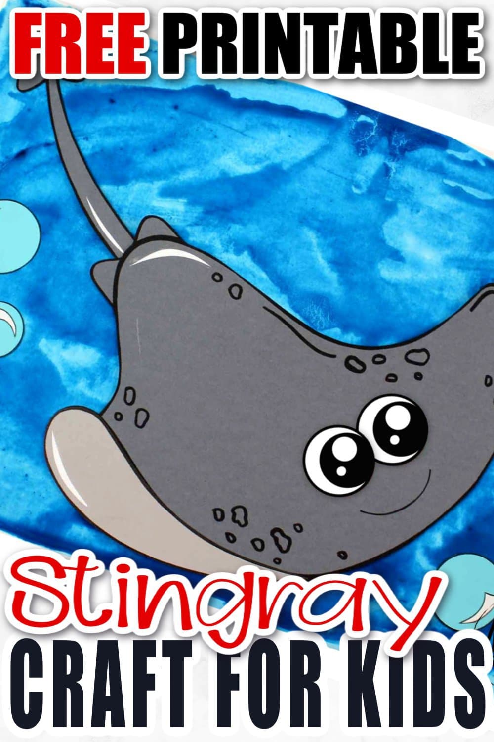 Looking for your next ocean theme or vbs craft? Use our free printable stingray template and make this simple stingray craft! Click and find the tutorial to make this fun kids craft. This cut and paste stingray craft is perfect for kids of all ages including preschoolers and toddlers #stingray #stingraycrafts #vbscrafts #oceananimals #oceananimalcrafts