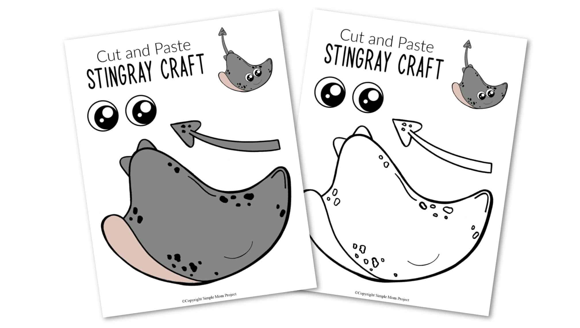 Free Printable Stingray Ocean Animal Craft for Kids, preschoolers and toddlers 