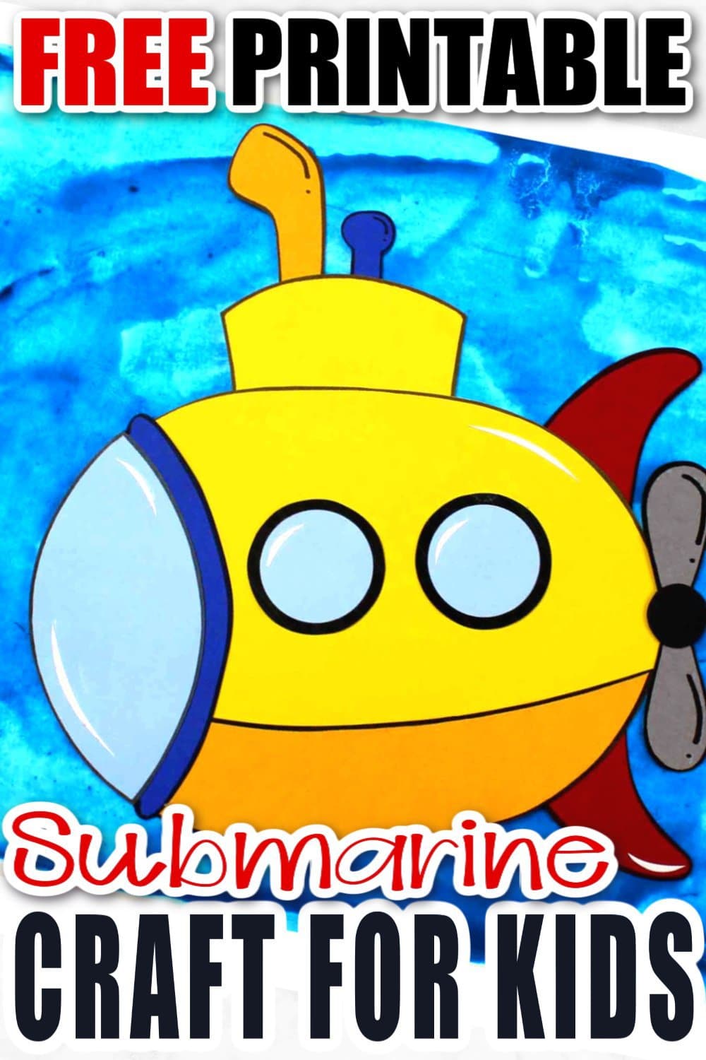 This easy yellow submarine craft is the perfect addition to a vbs summer craft for kids of all ages including preschoolers, toddlers and kindergarten age students. Use the free printable submarine template to make this fun ocean or beach theme art project! #submarine #submarinecraft #SimpleMomProject