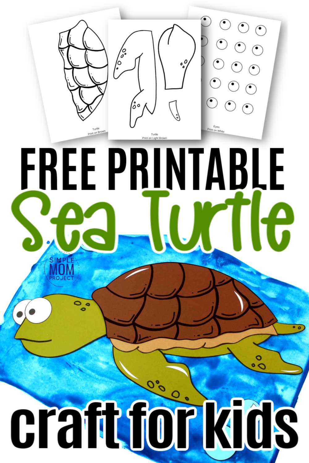 Free Printable Turtle Ocean Animal Craft for Kids, preschoolers and toddlers
