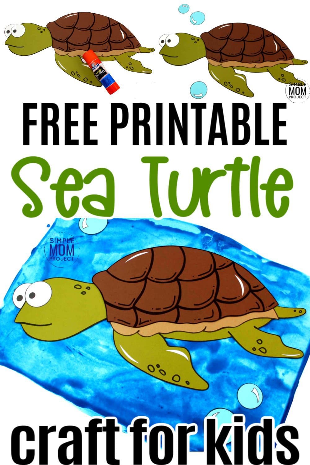Free Printable Turtle Ocean Animal Craft for Kids, preschoolers and toddlers