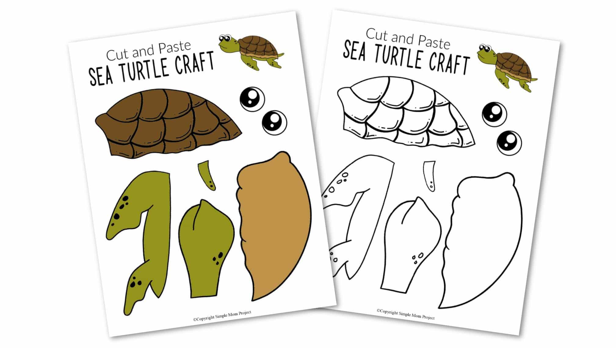 Free Printable Turtle Ocean Animal Craft for Kids, preschoolers and toddlers 