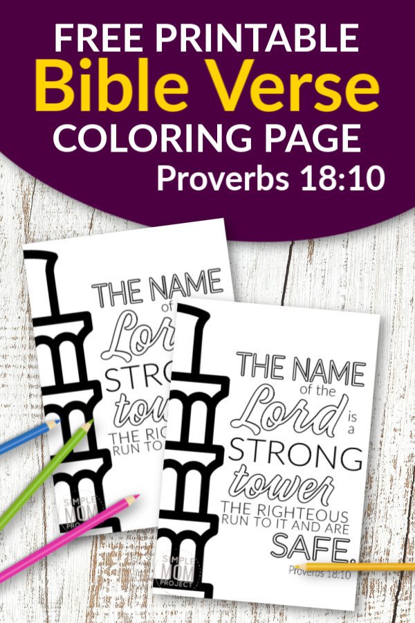 Proverbs 18 10 The name of the Lord is strong Free Printable Bible Verse Coloring page for adults and kids