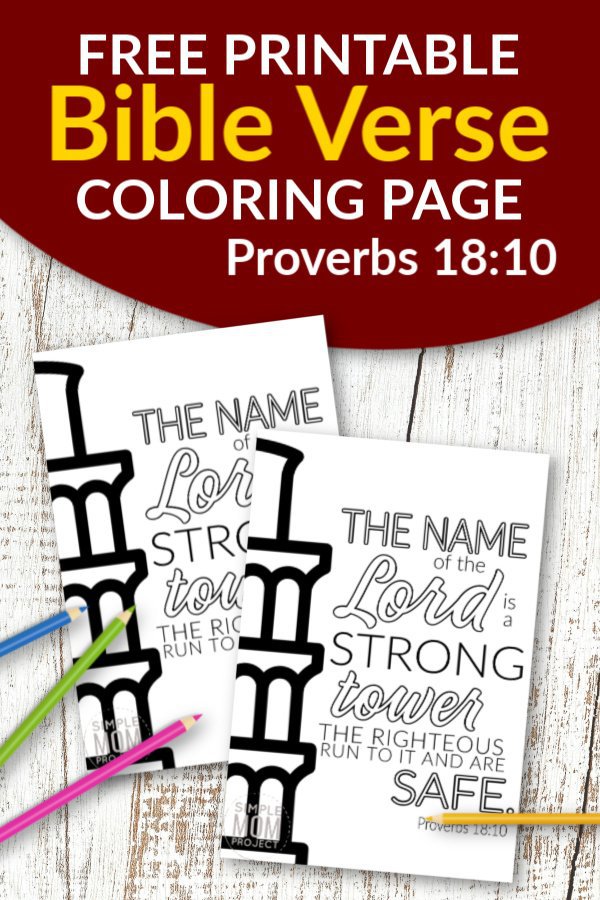 Proverbs 18 10 The name of the Lord is strong Free Printable Bible Verse Coloring page for adults and kids
