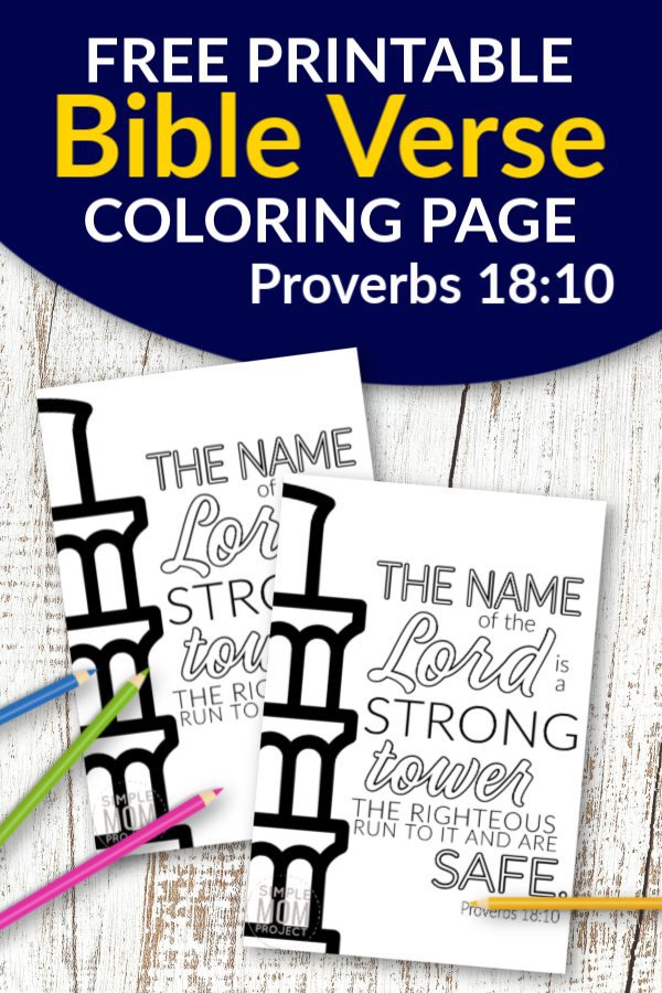 Proverbs 18 10 The name of the Lord is strong Free Printable Bible Verse Coloring page for adults and kids