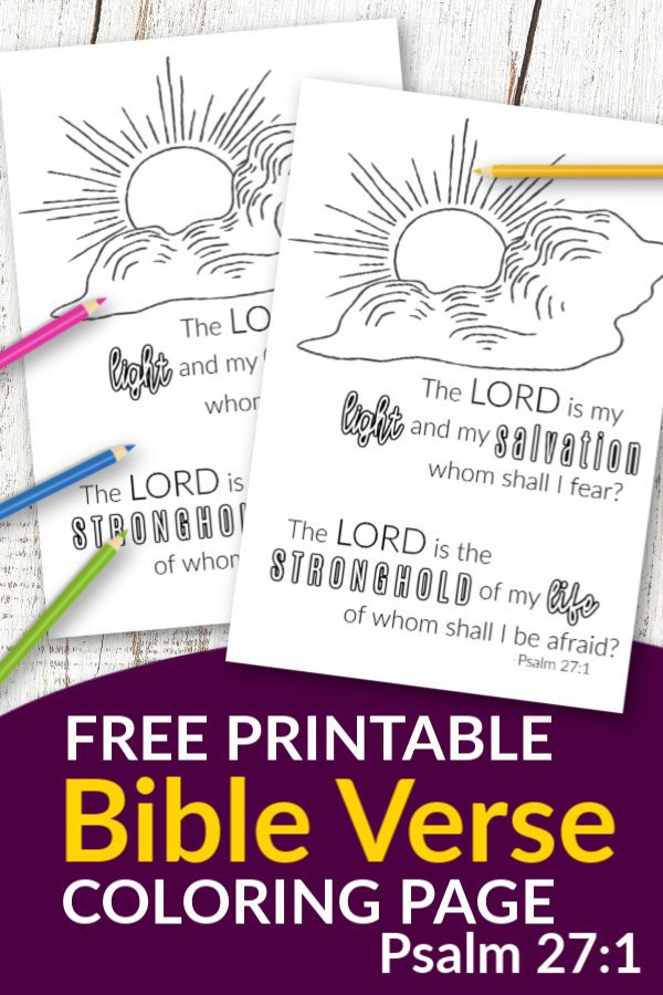 Psalm 27 1 The Lord is my Salvation Free Printable Bible Verse Coloring page for adults and kids