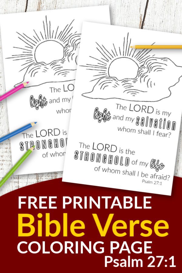 Psalm 27 1 The Lord is my Salvation Free Printable Bible Verse Coloring page for adults and kids