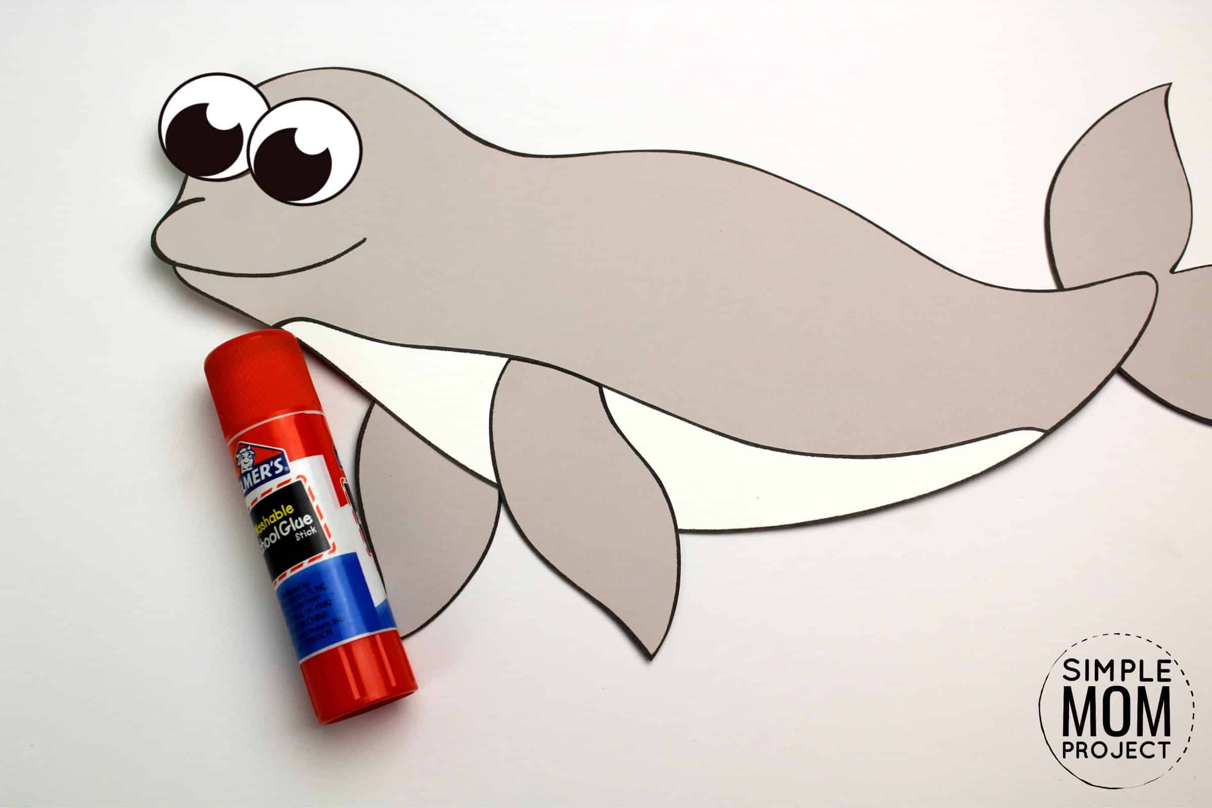 Free Printable Arctic Animal Beluga Whale Craft for Kids Preschoolers and Toddlers
