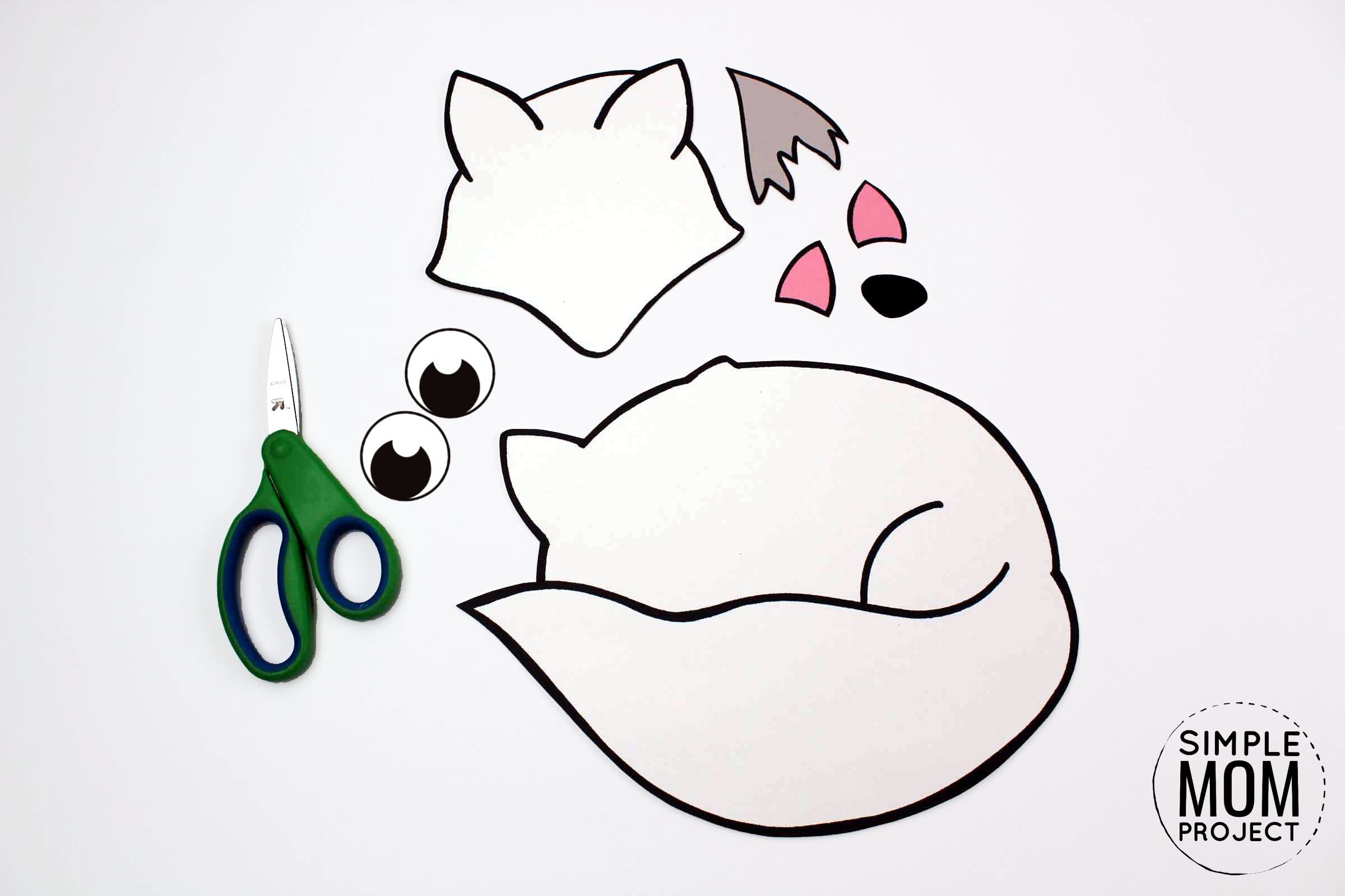 Free Printable Arctic Animal Fox Craft for Kids Preschoolers and Toddlers