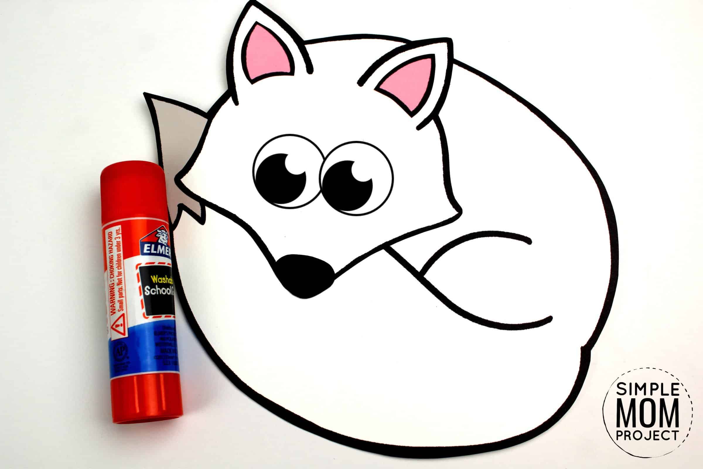 Free Printable Arctic Animal Fox Craft for Kids Preschoolers and Toddlers