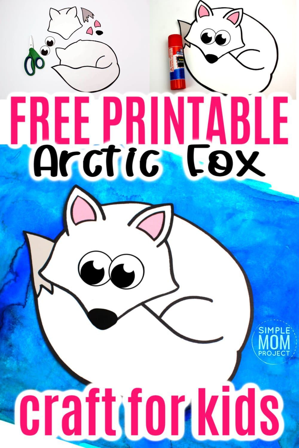 Free Printable Arctic Animal Fox Craft for Kids Preschoolers and Toddlers