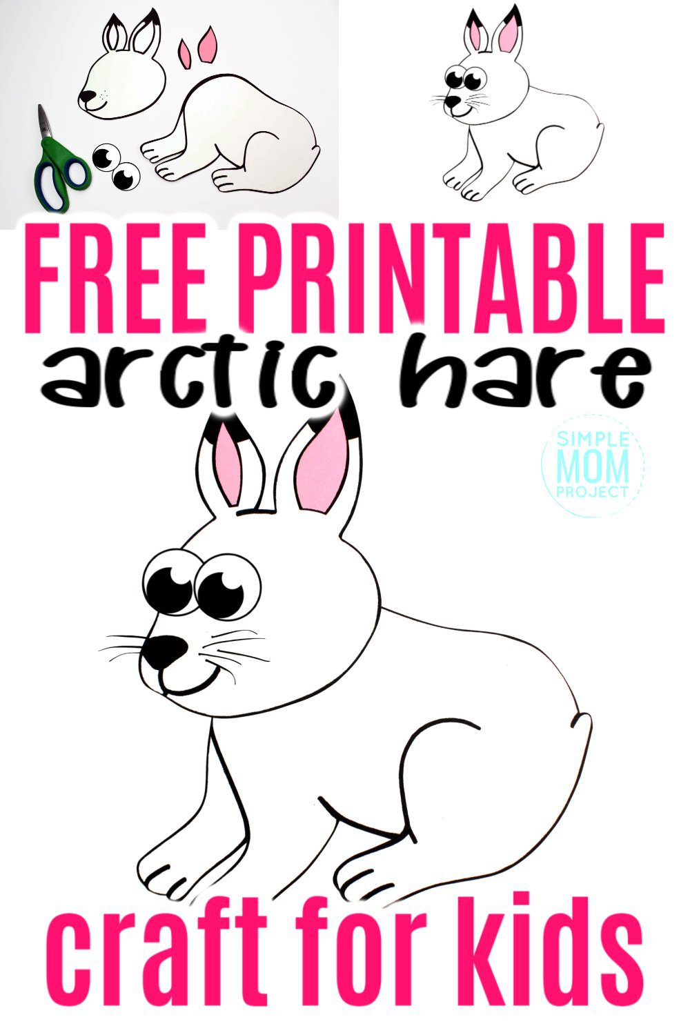 Free Printable Arctic Animal Hare Craft for Kids Preschoolers and Toddlers