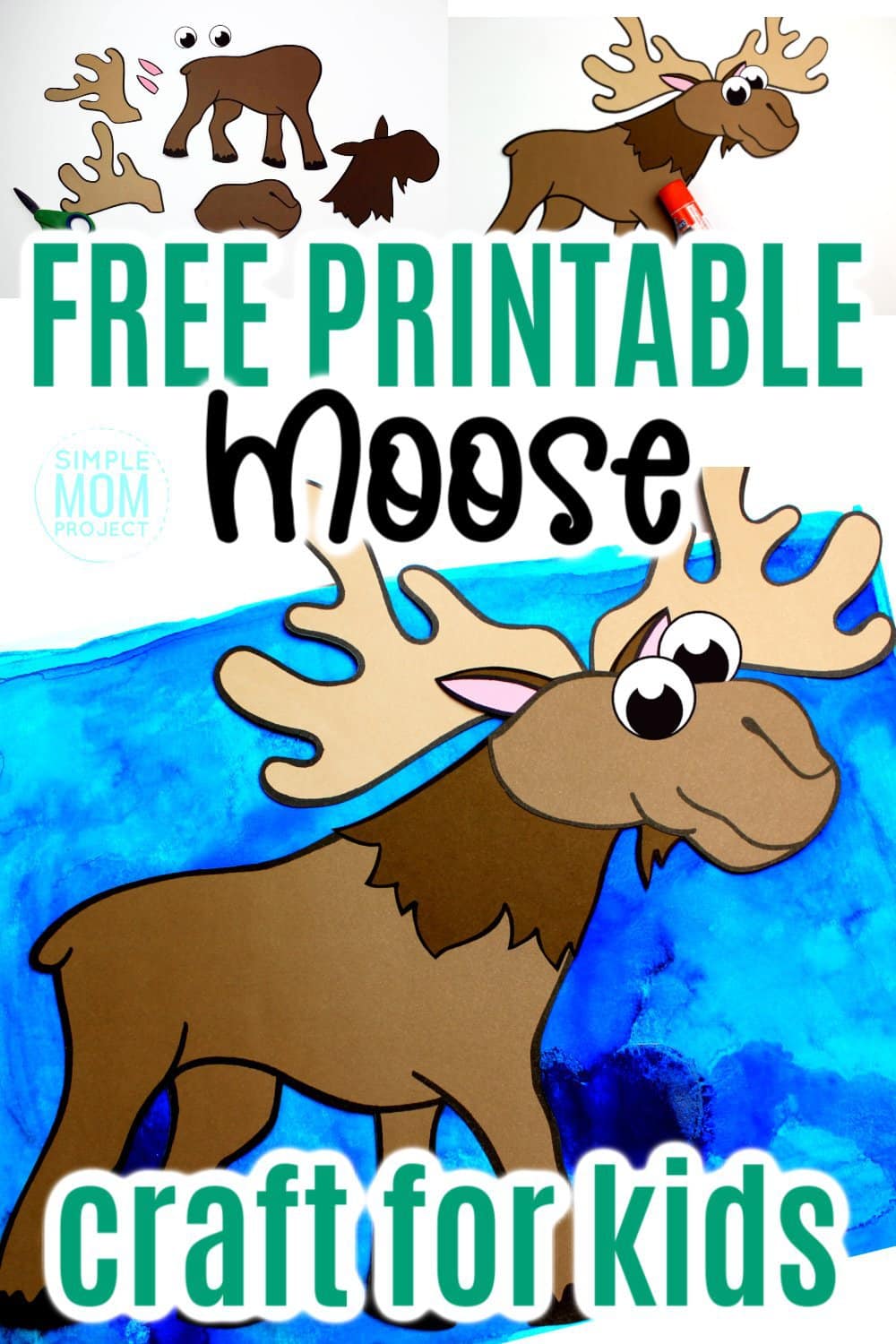 Are you teaching the letter M to your preschooler or toddler? Use our free printable moose template, grab some construction paper and make this adventurous arctic animal moose craft! This moose craft is a great art project for kids of all ages, including kindergartners! #moosecrafts #arcticanimals #arcticanimalcrafts