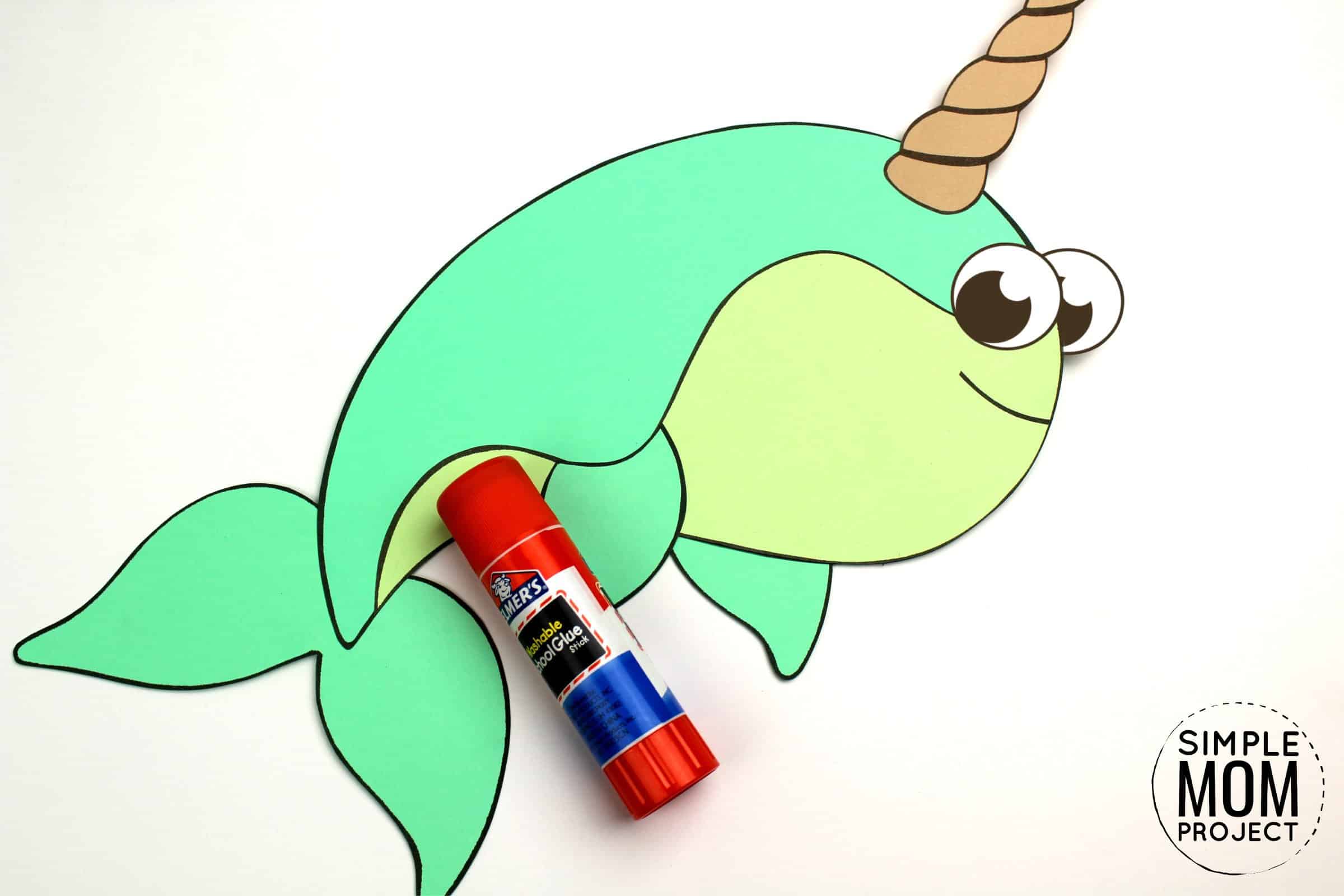 Free Printable Arctic Animal Narwhal Craft for Kids Preschoolers and Toddlers