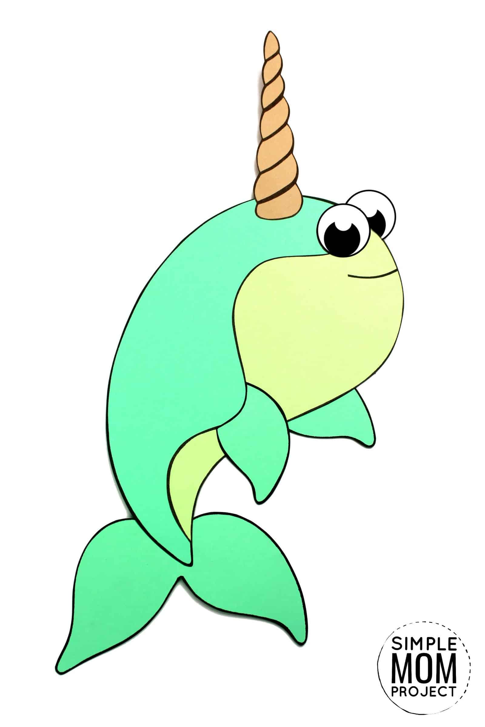 Free Printable Arctic Animal Narwhal Craft for Kids Preschoolers and Toddlers