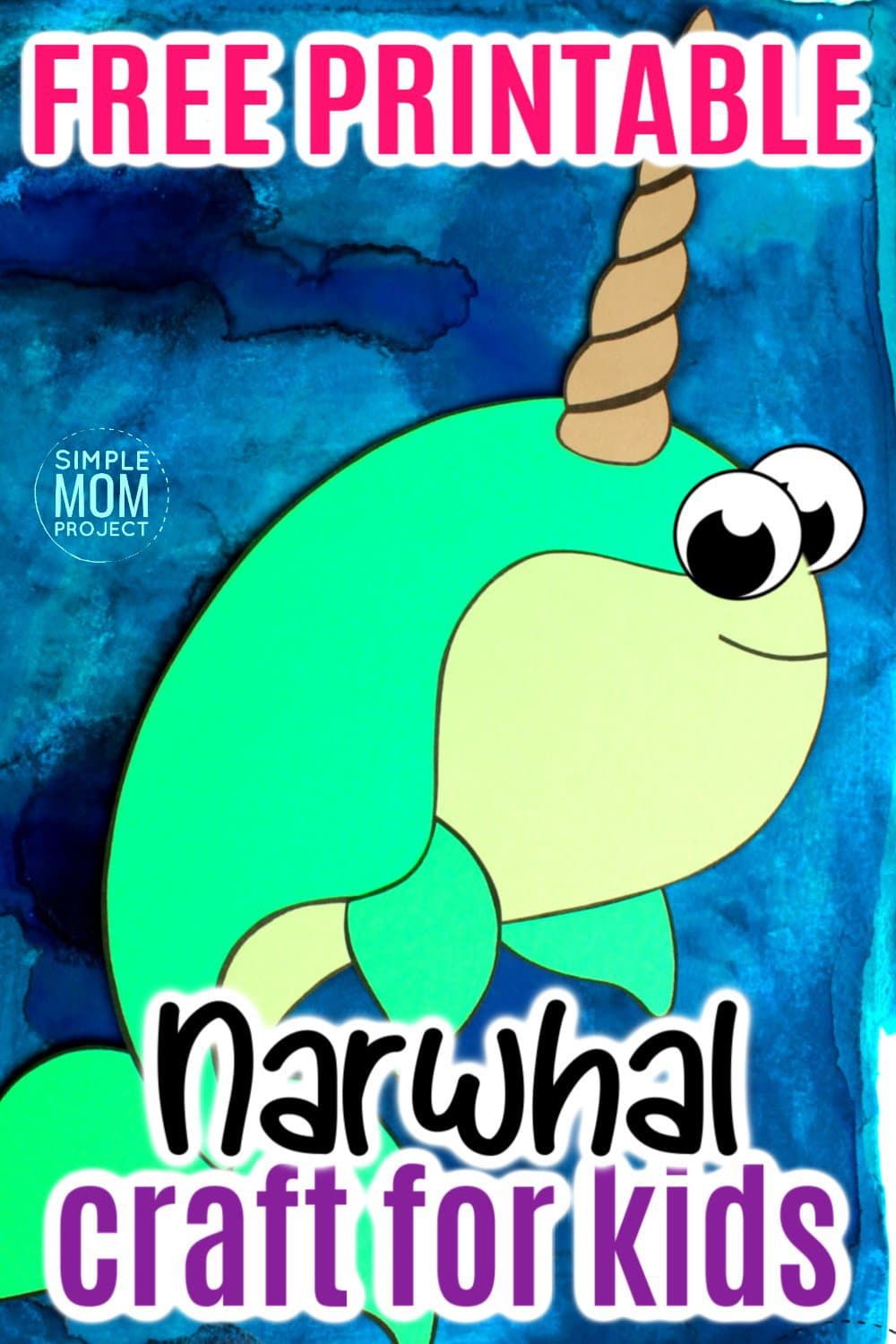 Free Printable Arctic Animal Narwhal Craft for Kids Preschoolers and Toddlers