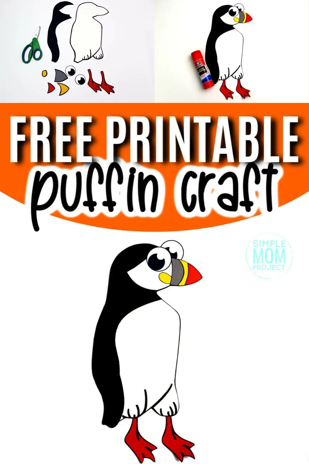 Looking for an easy Atlantic or arctic puffin rock craft? Use the free printable puffin template to make this easy preschool winter craft! He is perfect for kids of all ages including toddlers and kindergartners. #puffin #puffincrafts #arcticanimals #arcticanimalcrafts