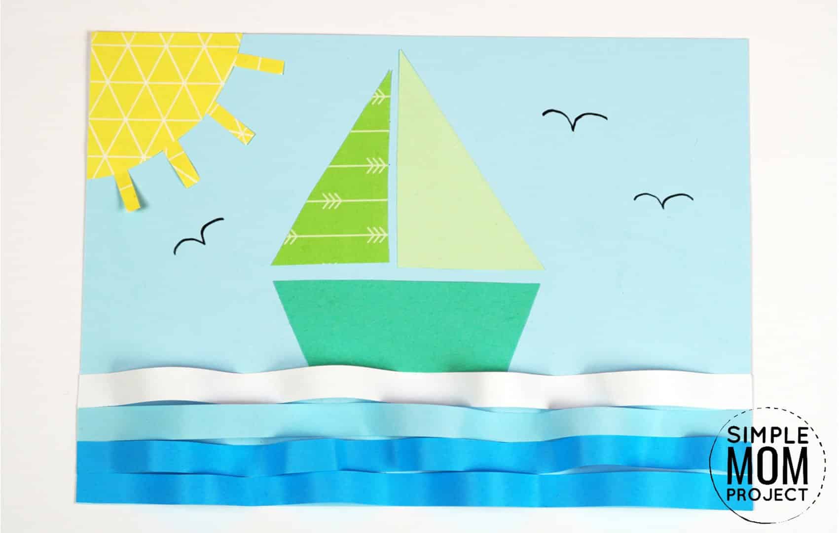 Free Printable sailboat craft for kids of all ages including preschoolers and toddlers