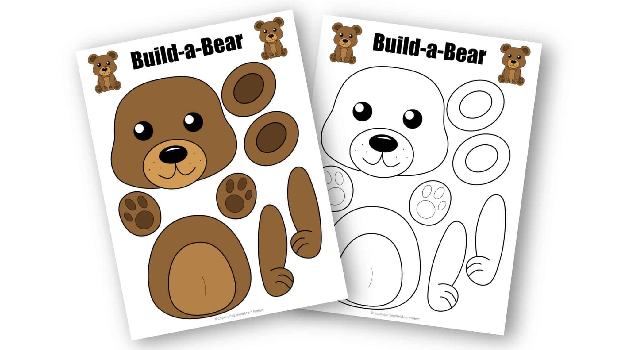 Free Printable Forest Bear Craft Template for kids, preschoolers, toddlers and kindergartners
