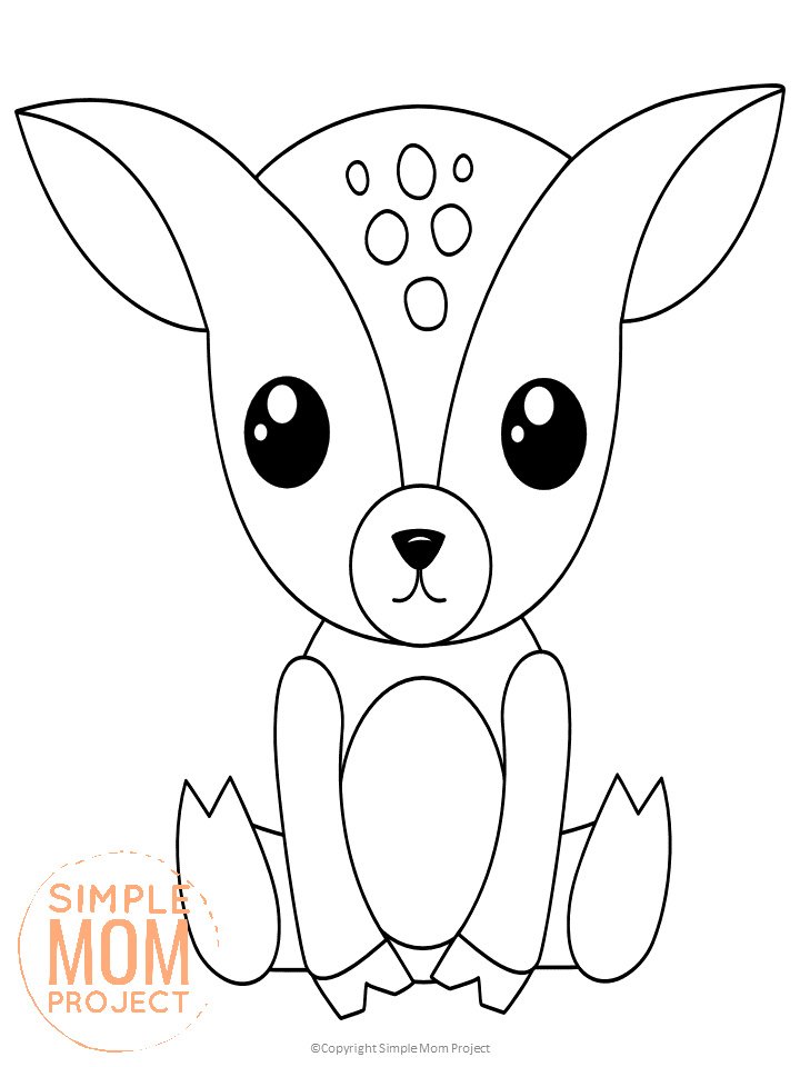 Free Printable Woodland Forest Deer Coloring Page for Kids Preschoolers Toddlers and kindergartners