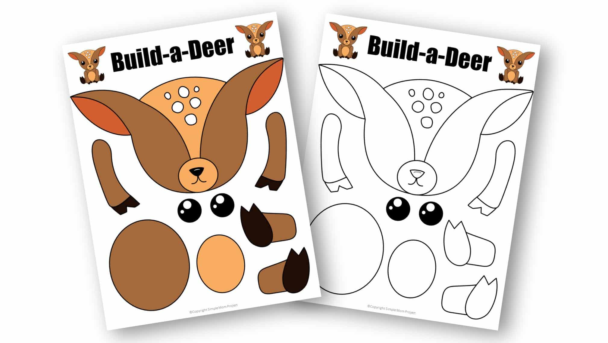 Free Printable Forest Deer Craft Template for kids, preschoolers, toddlers and kindergartners