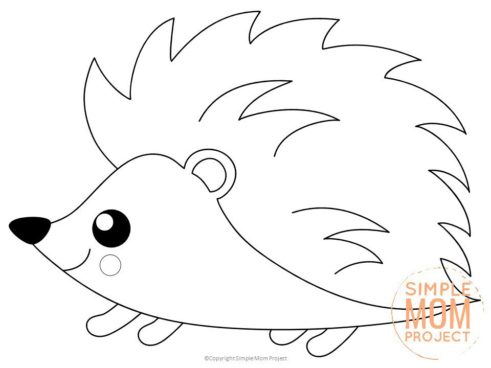 Free Printable Woodland Forest hedgehog Coloring Page for Kids Preschoolers Toddlers and kindergartners