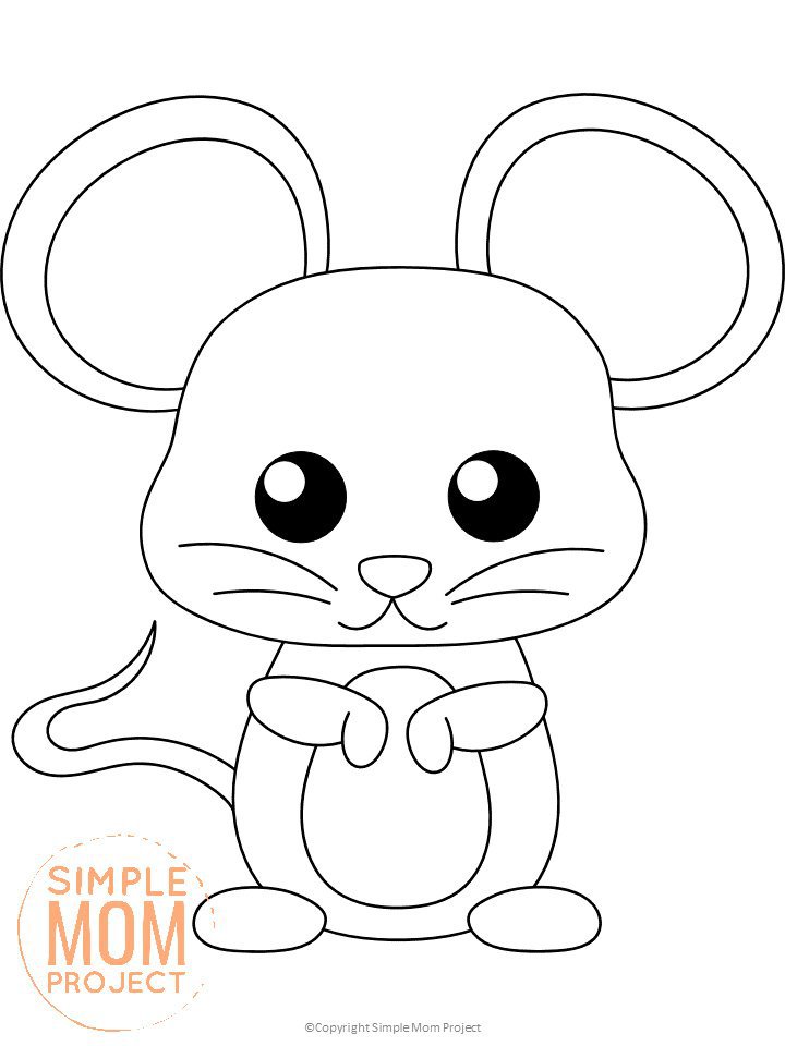 Free Printable Woodland Forest mouse Coloring Page for Kids Preschoolers Toddlers and kindergartners