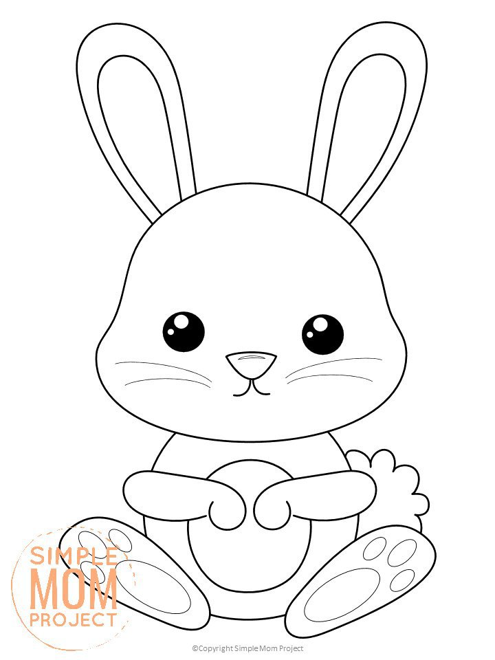 Free Printable Woodland Forest Rabbit Coloring Page for Kids Preschoolers Toddlers and kindergartners