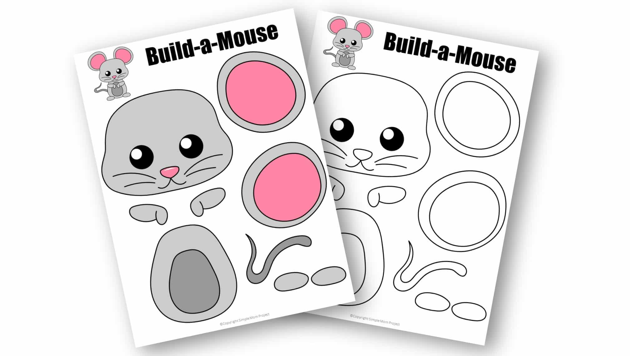 Free Printable Mouse Hedgehog Craft Template for kids, preschoolers, toddlers and kindergartners