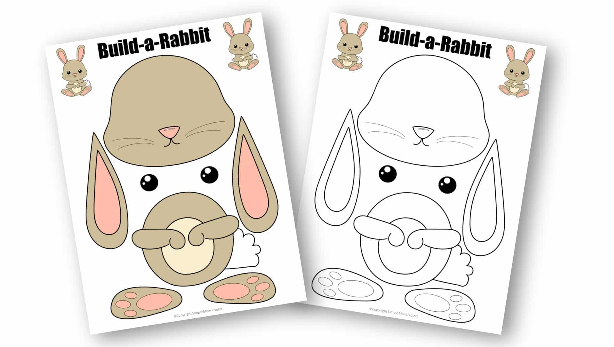 Free Printable Rabbit Craft Template for kids, preschoolers, toddlers and kindergartners
