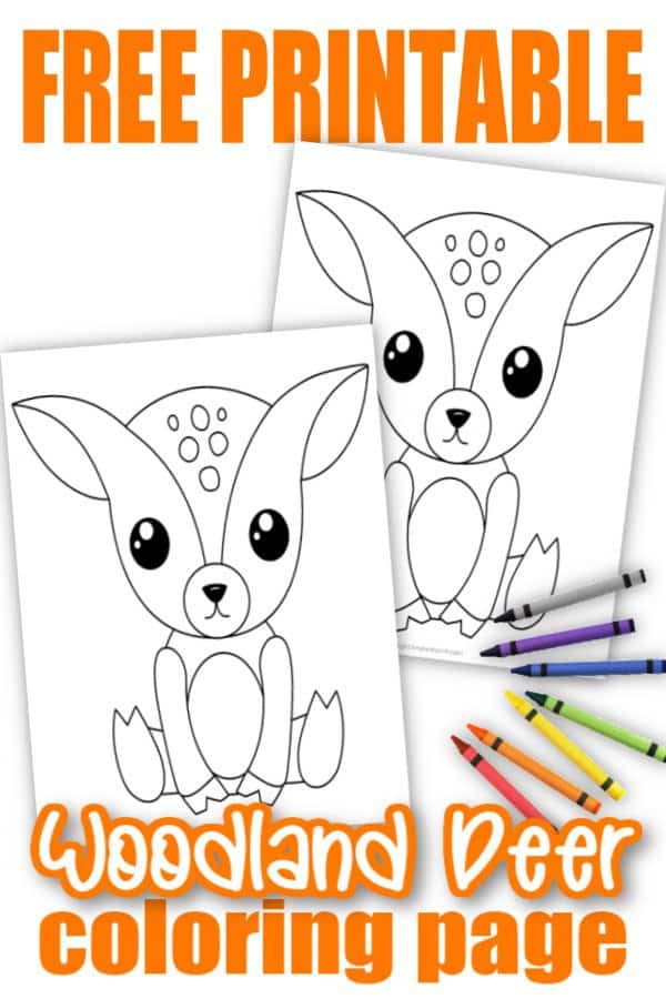 Free Printable Woodland Forest Deer Coloring Page for Kids Preschoolers Toddlers and kindergartners