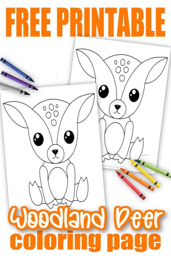 Free Printable Woodland Forest Deer Coloring Page for Kids Preschoolers Toddlers and kindergartners