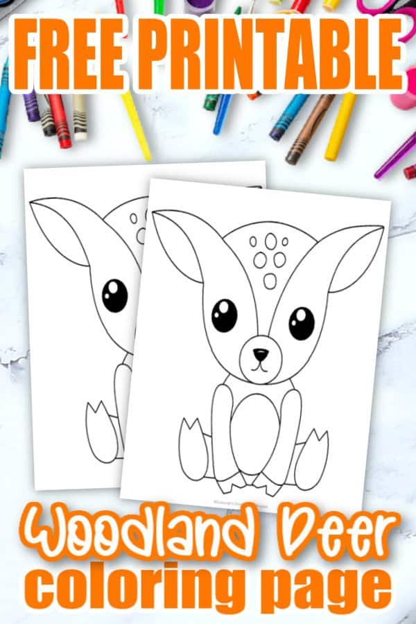 Free Printable Woodland Forest Deer Coloring Page for Kids Preschoolers Toddlers and kindergartners