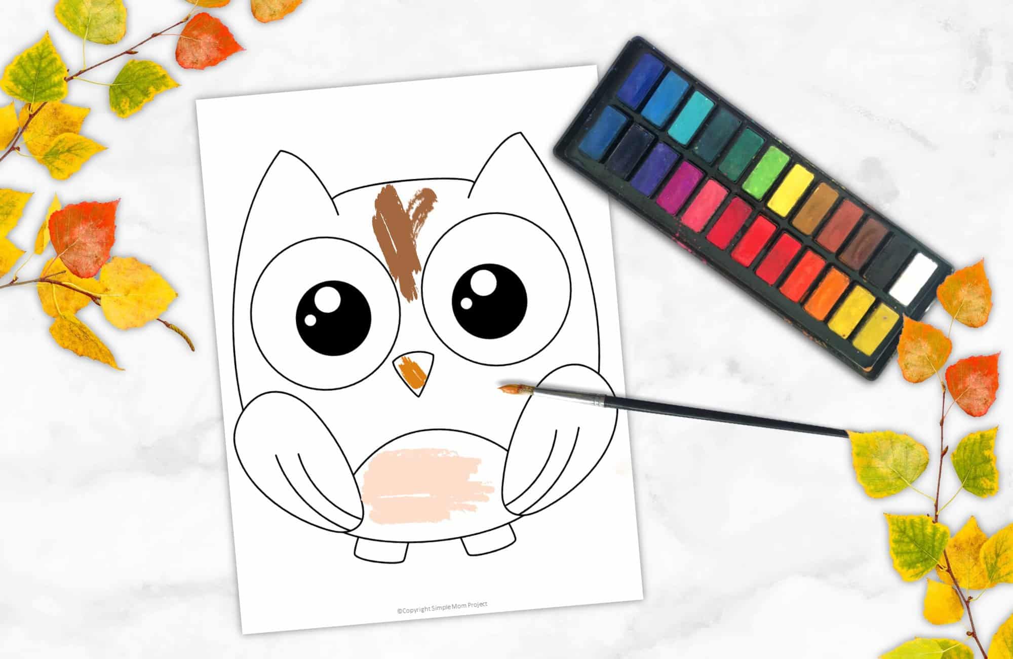 Free Printable Woodland Forest Owl Coloring Page for Kids Preschoolers Toddlers and kindergartners