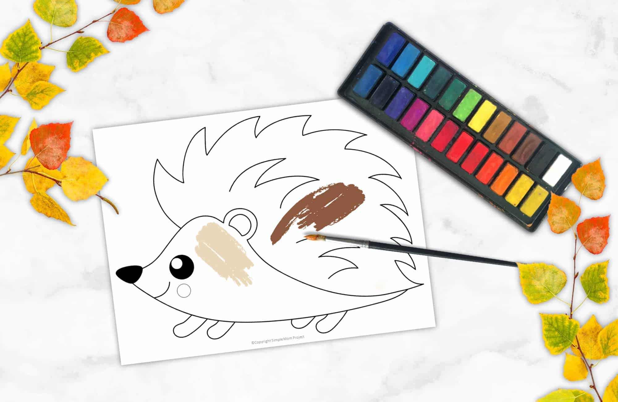 Free Printable Woodland Forest hedgehog Coloring Page for Kids Preschoolers Toddlers and kindergartners