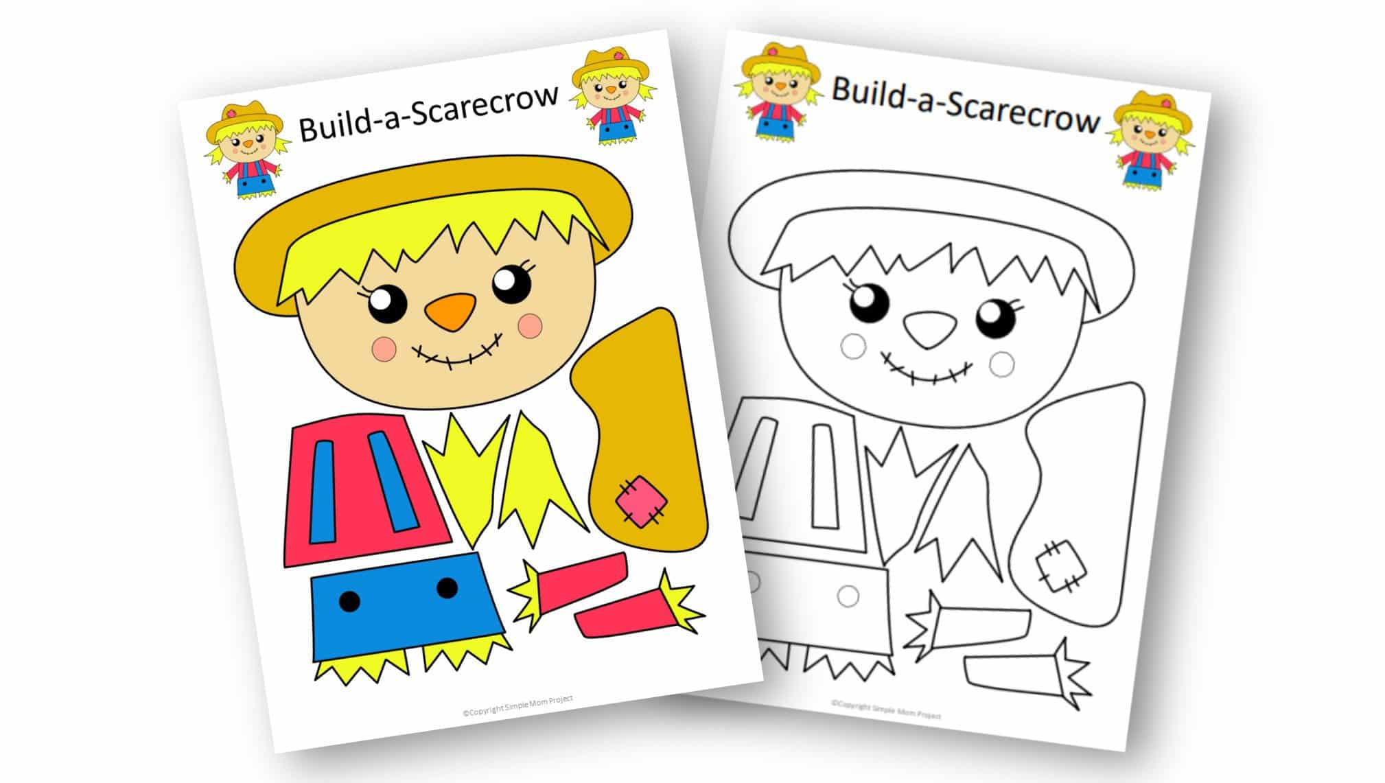 Free Printable Girl Scarecrow Craft for kids, preschoolers, kindergartners and toddlers