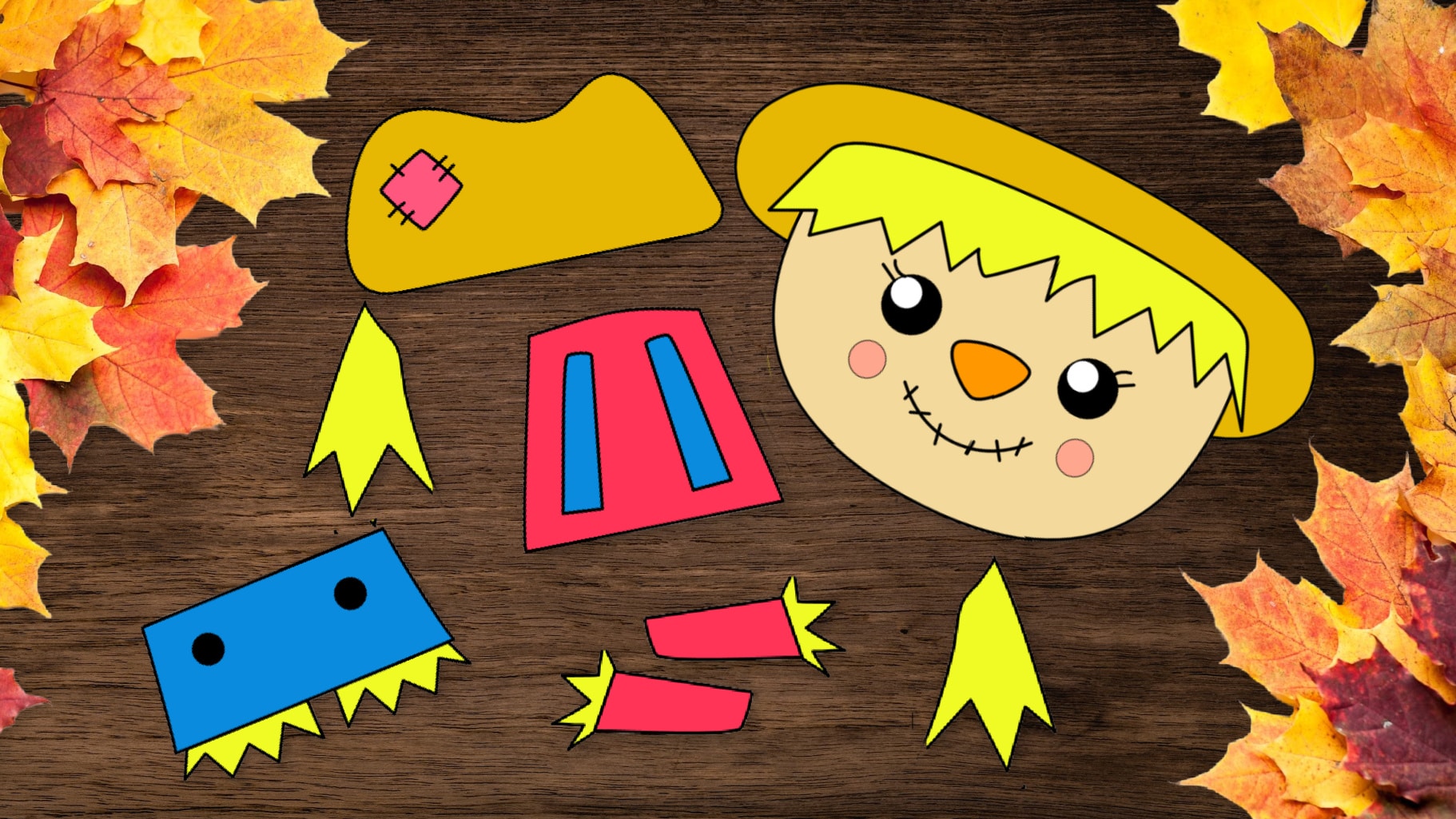 Free Printable Girl Scarecrow Craft for kids and autumn and fall crafts for preschoolers and toddlers