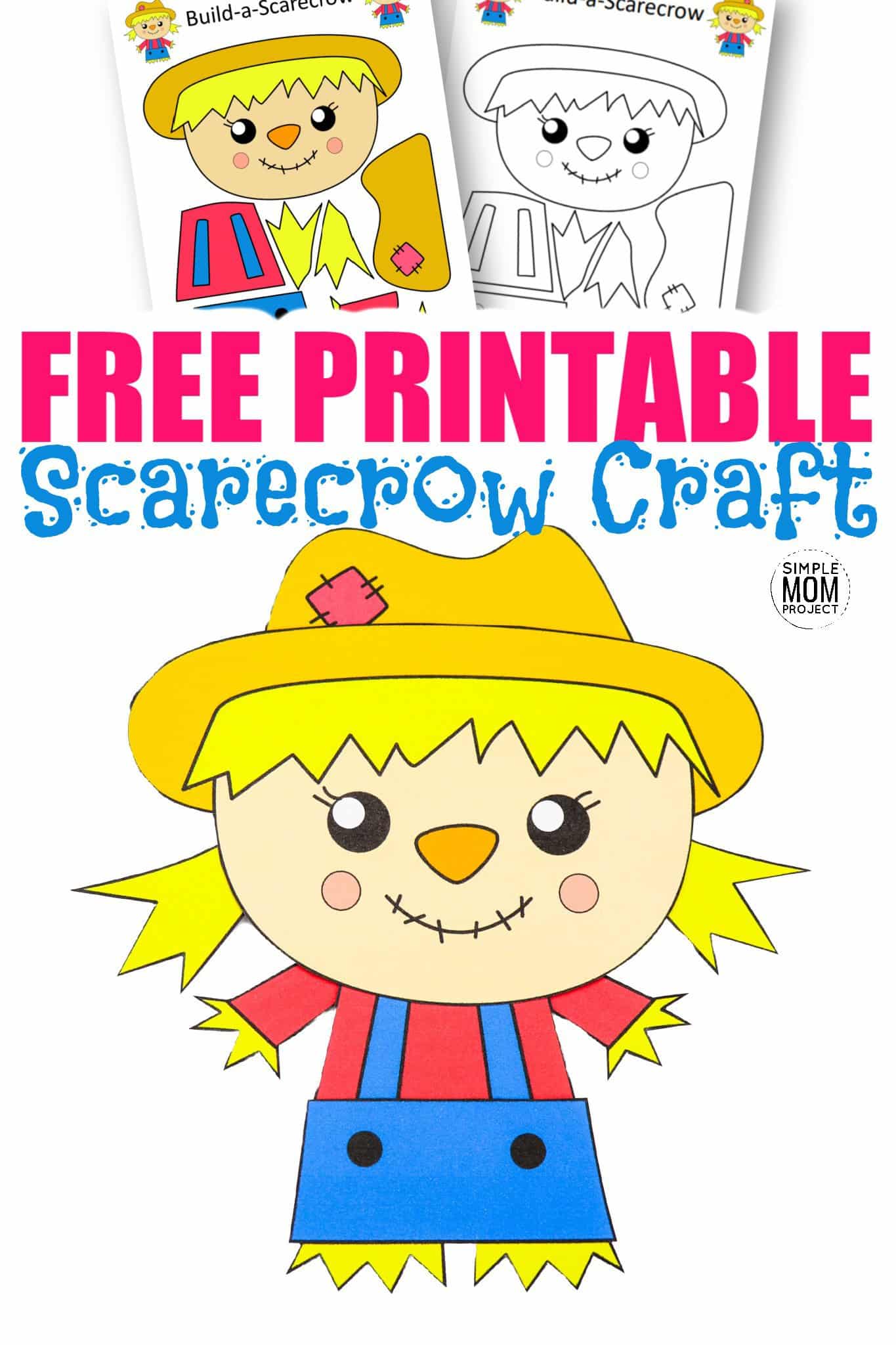 Free Printable Girl Scarecrow Craft for kids, preschoolers, kindergartners and toddlers