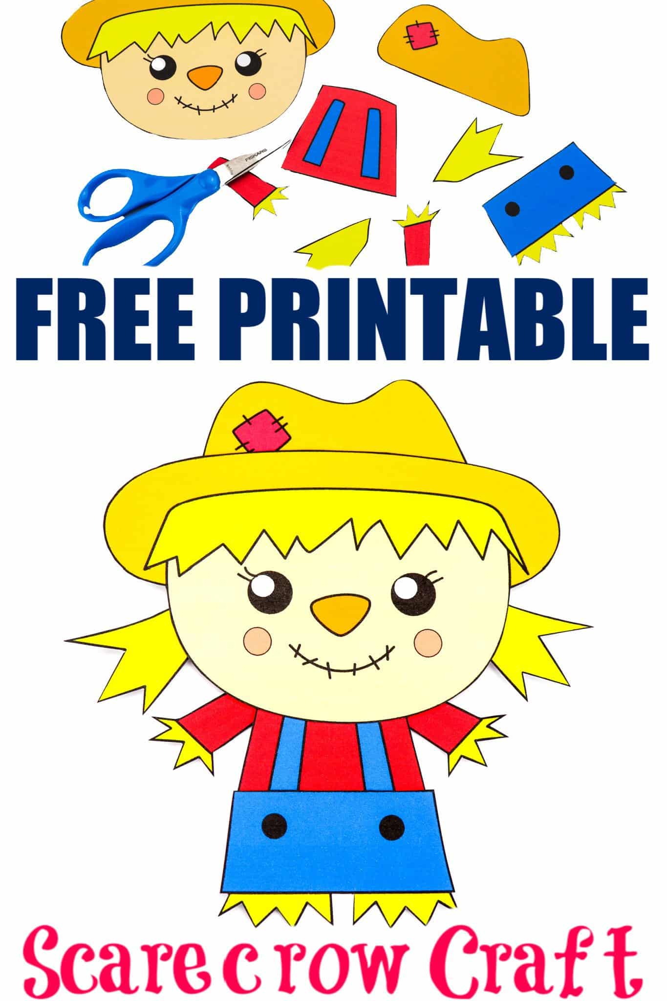 Free Printable Girl Scarecrow Craft for kids, preschoolers, kindergartners and toddlers