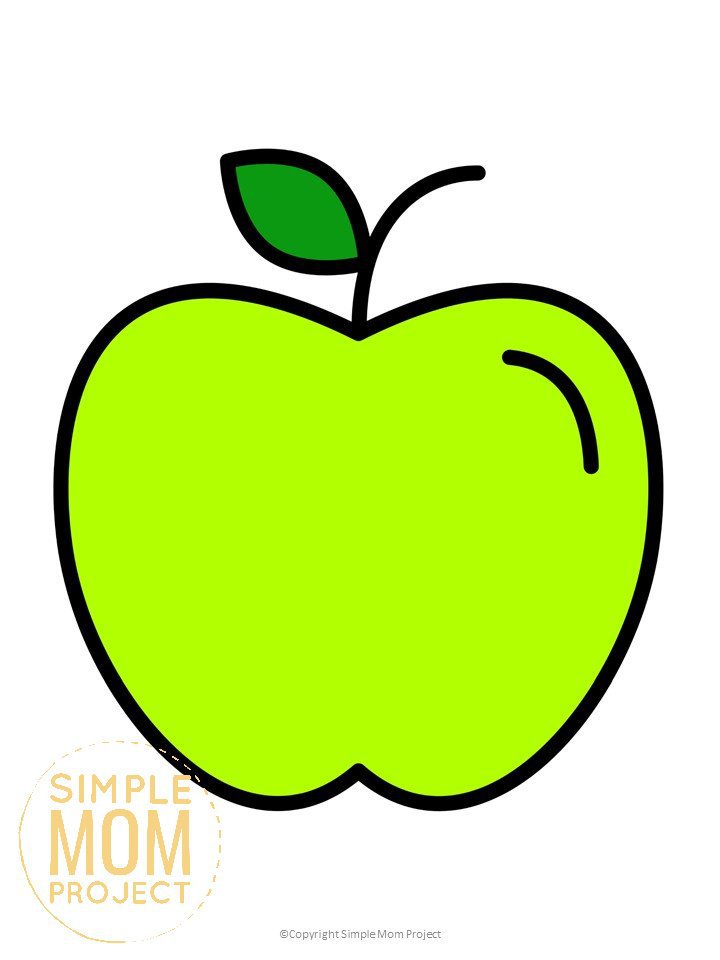 Free Printable Large Green Apple Template for Fall Crafts, Autumn Apple Crafts, Teacher Appreciation Crafts